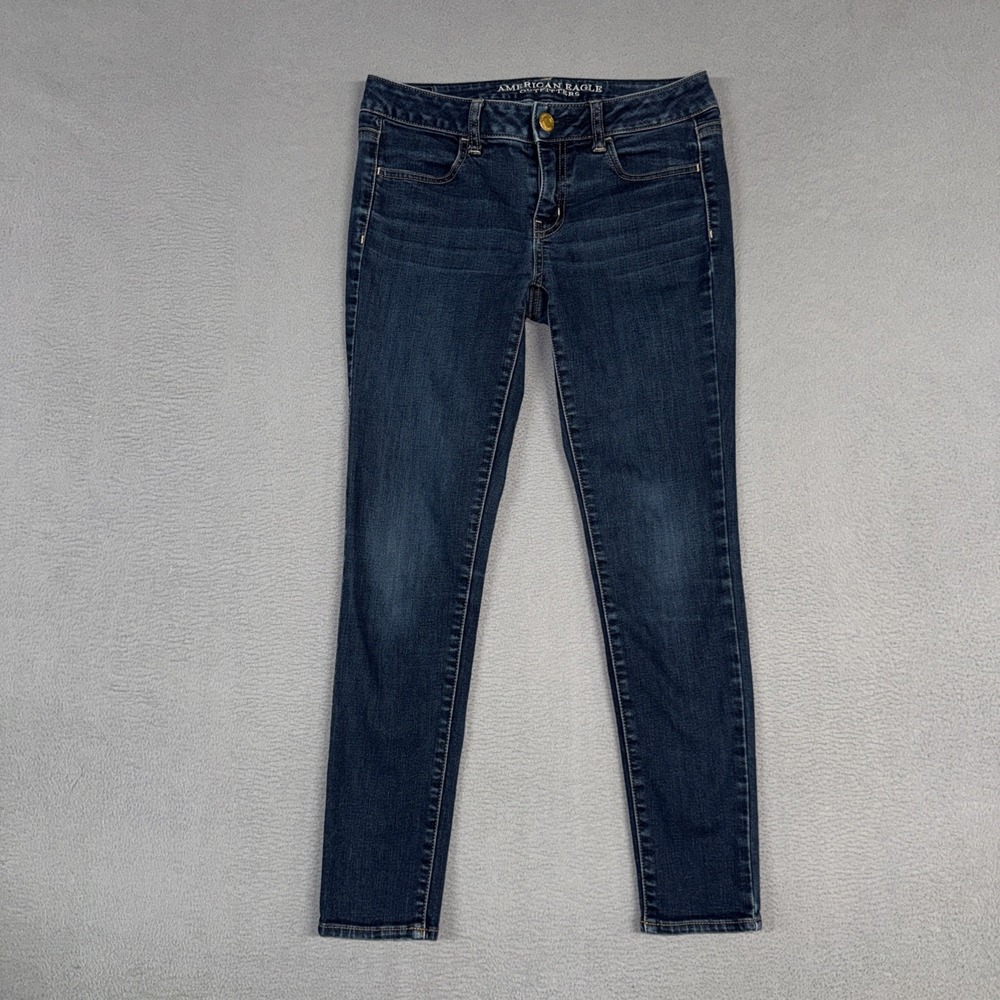 American Eagle Jeans Womens 4 Short Blue Jegging Stretch Distressed Denim Preppy